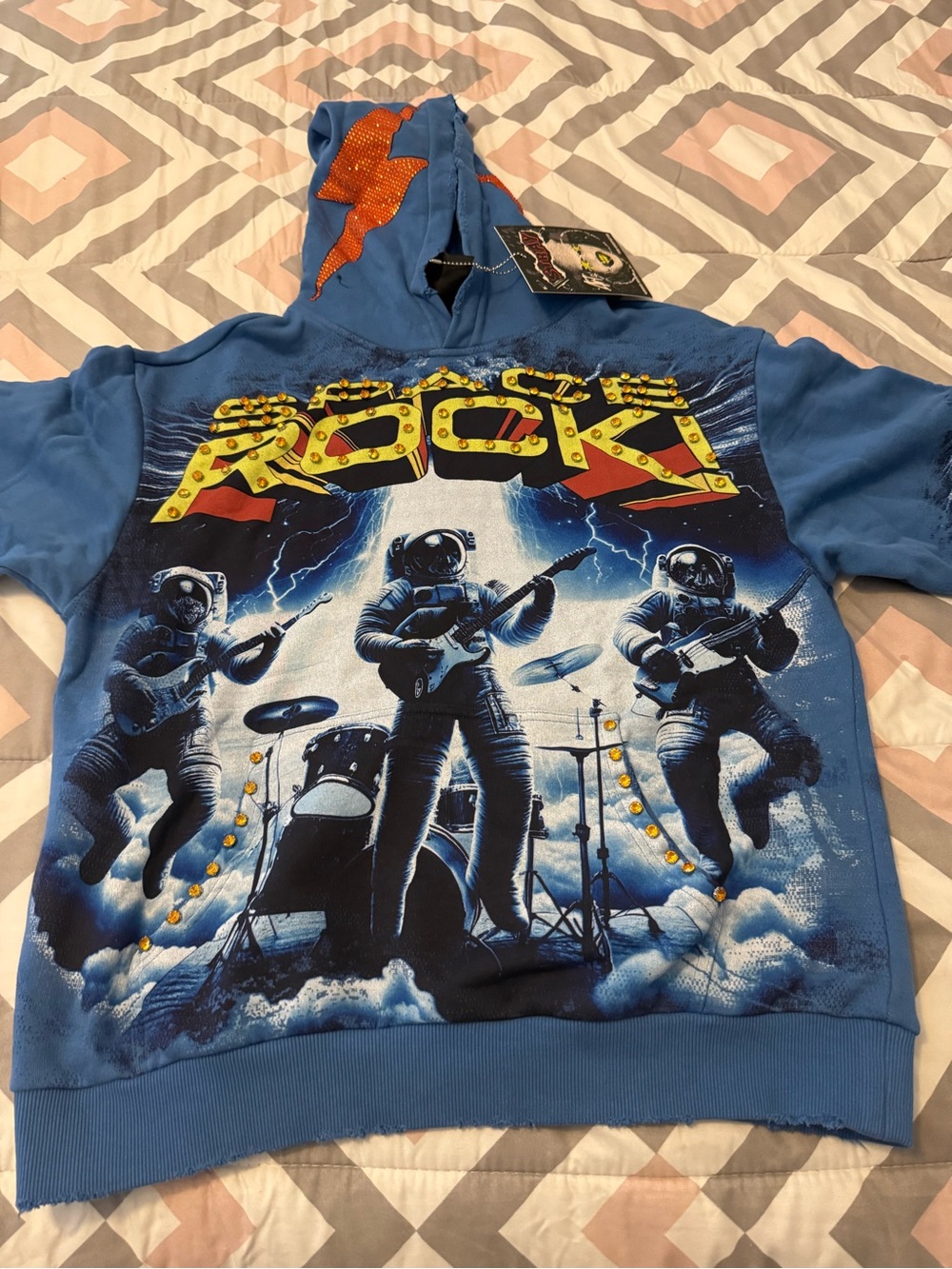 Stray Men’s Blue Astronaut Band Fleece Hoodie